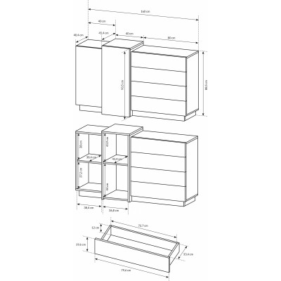 Komoda z szufladami 2D4S 3D