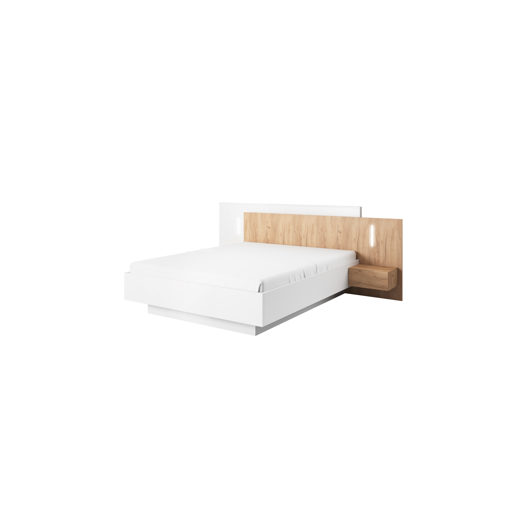 Łóżko ze stolikami nocnymi 3D