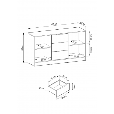 Komoda z lamelami NELLY K3